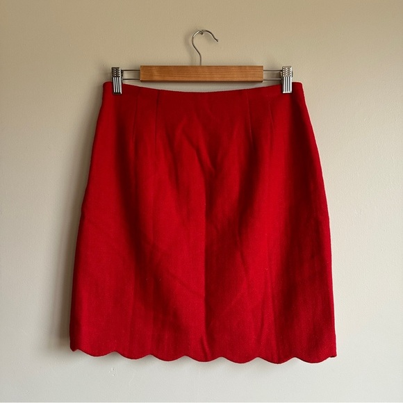 Talbots Red Scalloped Wool Blend Mini Skirt 2 - Picture 5 of 11